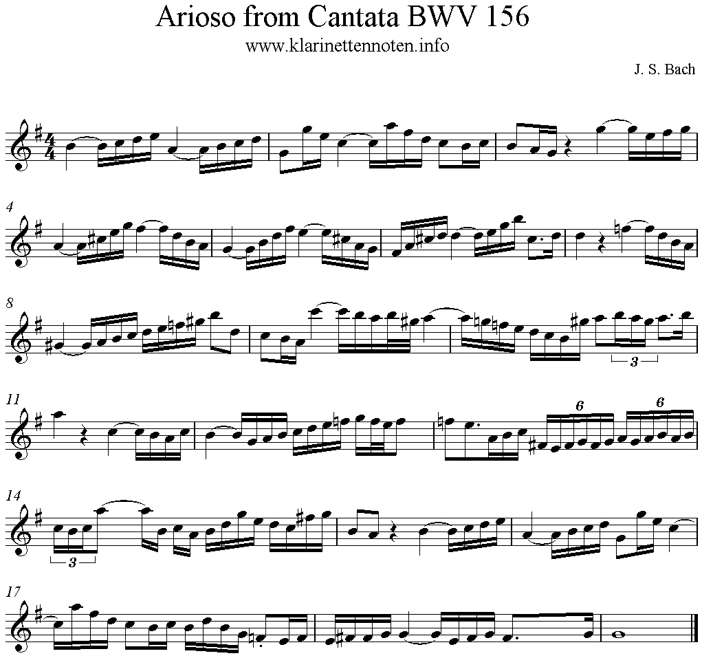 Arioso BWV 156, Cantata, Adagio, Clarinet, KLarinette